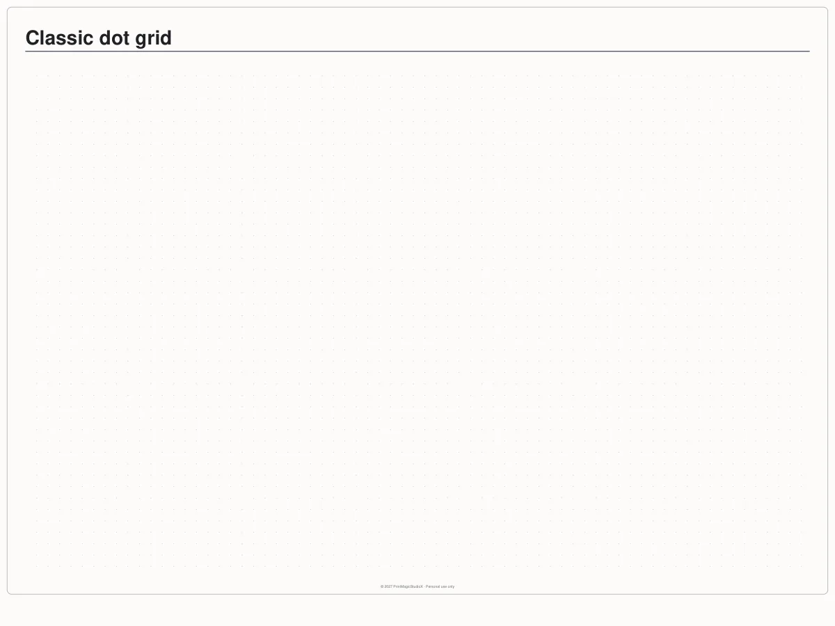 Classic dot grid: A full page of dots, for handwriting that stays straight without lines.