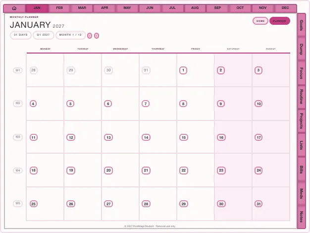 All In One: the month page it builds