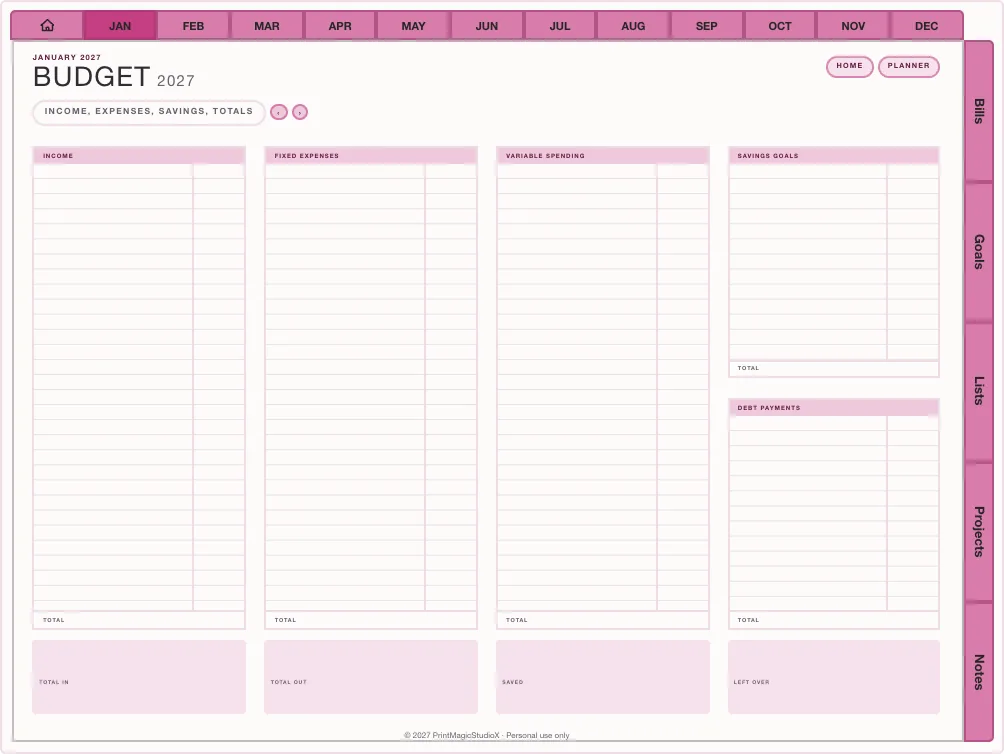 Finance Planner: the budget page it builds