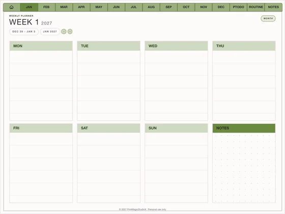 Boxes Week: Dated digital planner template for GoodNotes and iPad