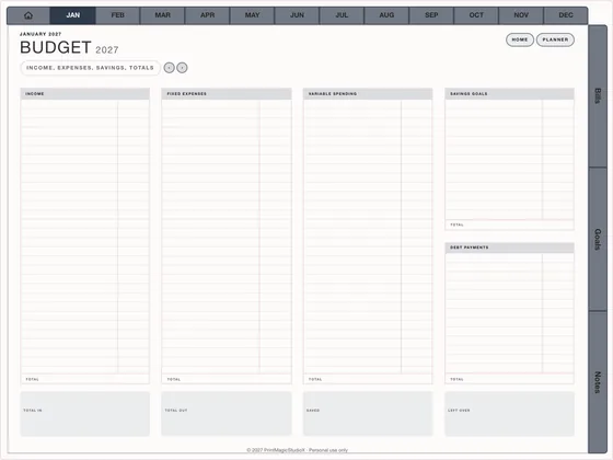 Budget Year: Budget planner template for GoodNotes and iPad