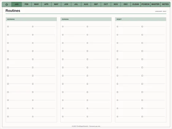Cleaning Rhythm: Printable planner inserts for home printers