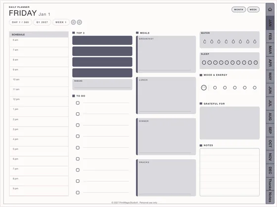 Daily Pages: Dated digital planner template for GoodNotes and iPad