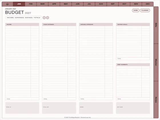Debt Payoff: Budget planner template for GoodNotes and iPad