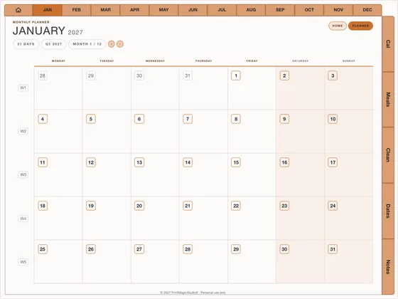 Family Command: Dated digital planner template for GoodNotes and iPad