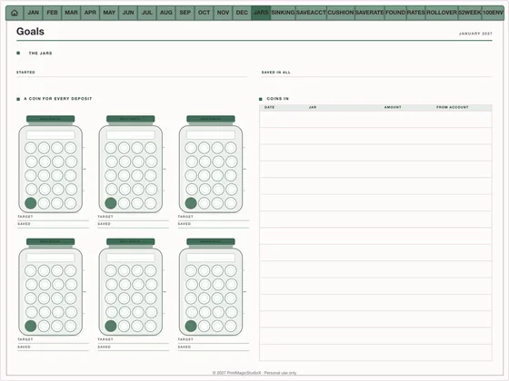 Money Map Savings Jars: Budget planner template for GoodNotes and iPad