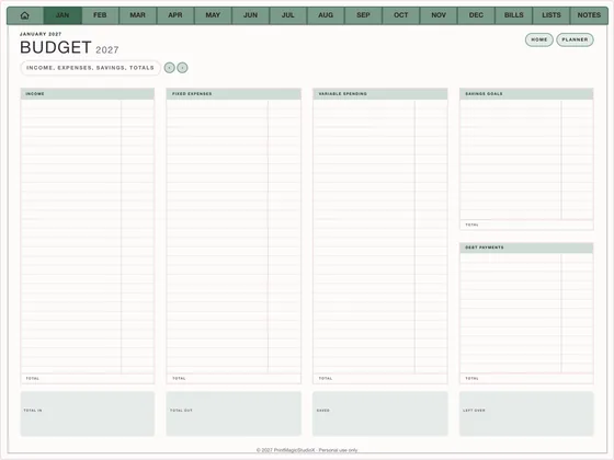 Money Minimal: Budget planner template for GoodNotes and iPad