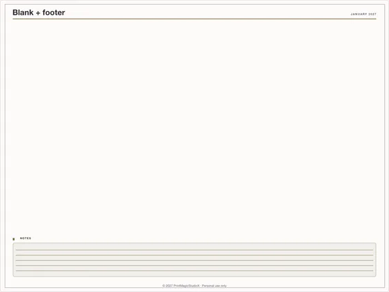 Blank + footer: Note paper template for GoodNotes, iPad and print