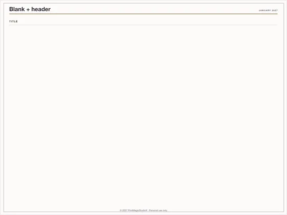 Blank + header: Note paper template for GoodNotes, iPad and print