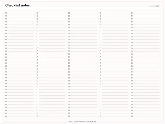 Checklist notes: Note paper template for GoodNotes, iPad and print