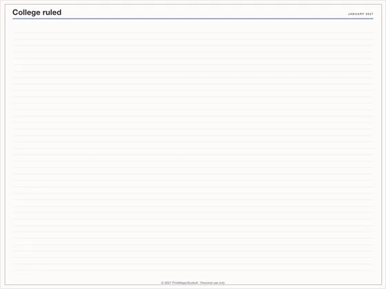 College ruled: Note paper template for GoodNotes, iPad and print
