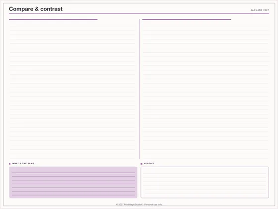 Compare & contrast: Note paper template for GoodNotes, iPad and print