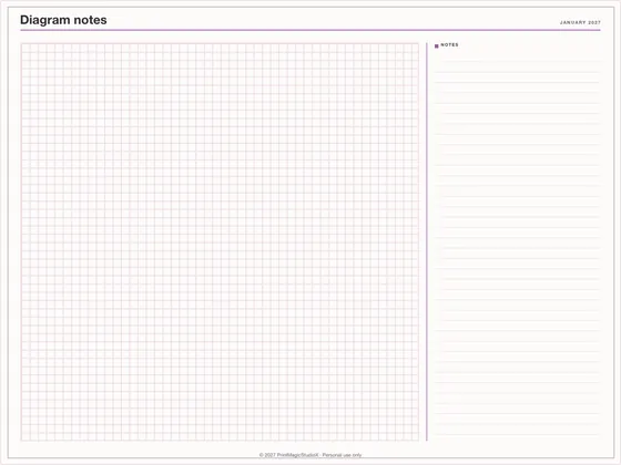 Diagram notes: Note paper template for GoodNotes, iPad and print