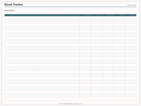 Email Tracker: One-page planner template for GoodNotes, iPad and print