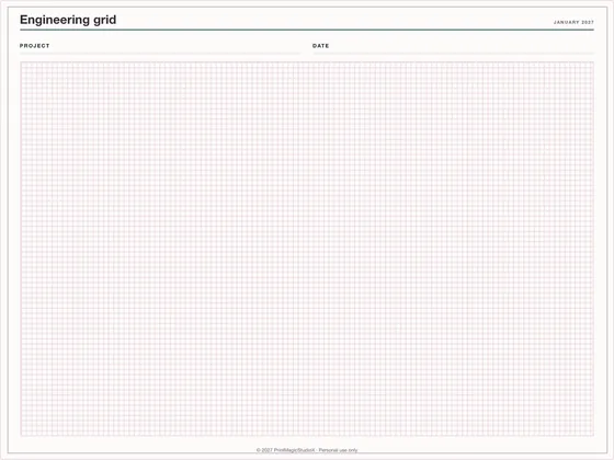 Engineering grid: Note paper template for GoodNotes, iPad and print