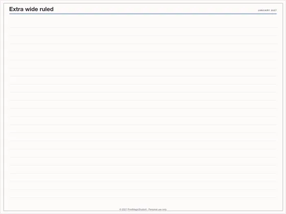 Extra wide ruled: Note paper template for GoodNotes, iPad and print