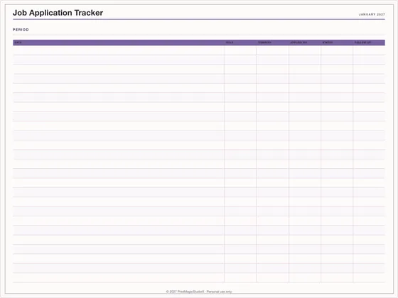 Job Application Tracker: One-page planner template for GoodNotes, iPad and print