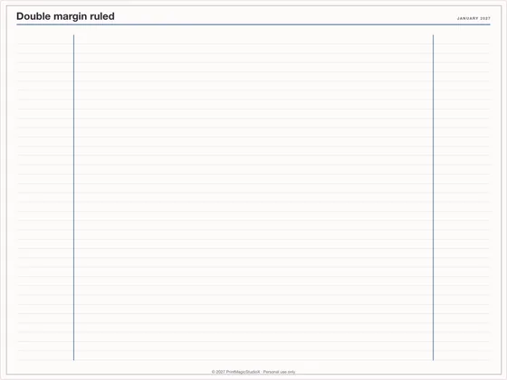 Double margin ruled: Note paper template for GoodNotes, iPad and print