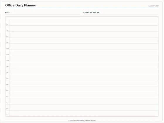 Office Daily Planner: One-page planner template for GoodNotes, iPad and print