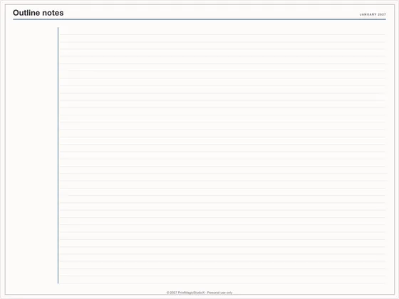 Outline notes: Note paper template for GoodNotes, iPad and print