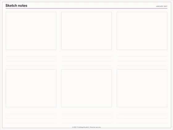 Sketch notes: Note paper template for GoodNotes, iPad and print