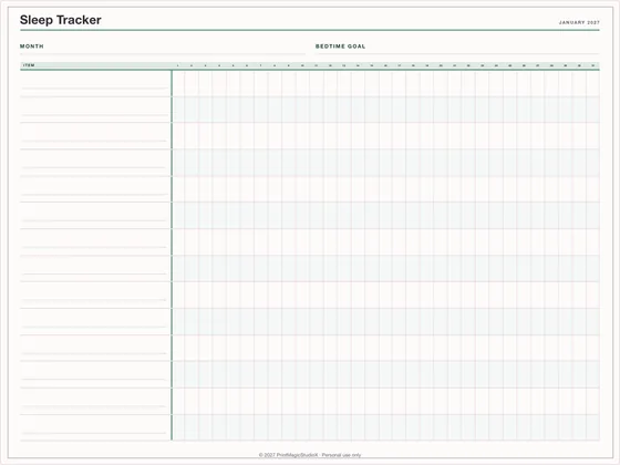 Sleep Tracker: One-page planner template for GoodNotes, iPad and print