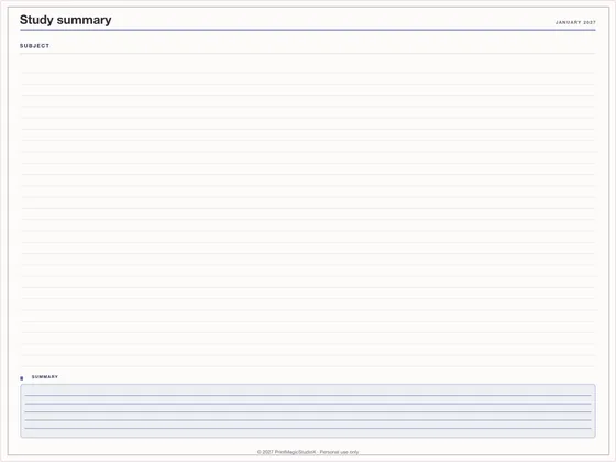 Study summary: Note paper template for GoodNotes, iPad and print