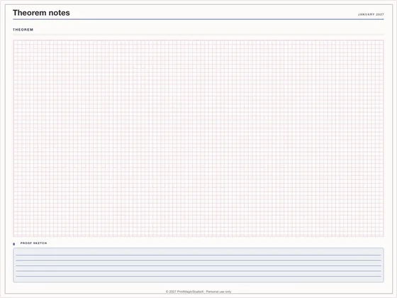 Theorem notes: Note paper template for GoodNotes, iPad and print