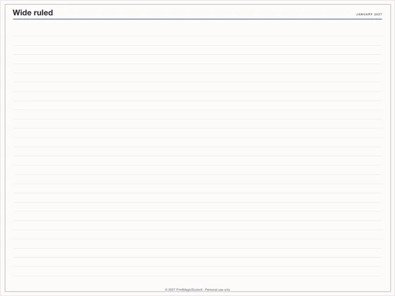 Wide ruled: Note paper template for GoodNotes, iPad and print