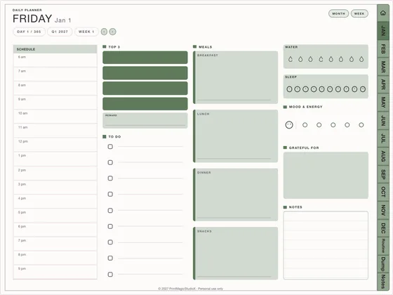 Slow Mornings: Dated digital planner template for GoodNotes and iPad