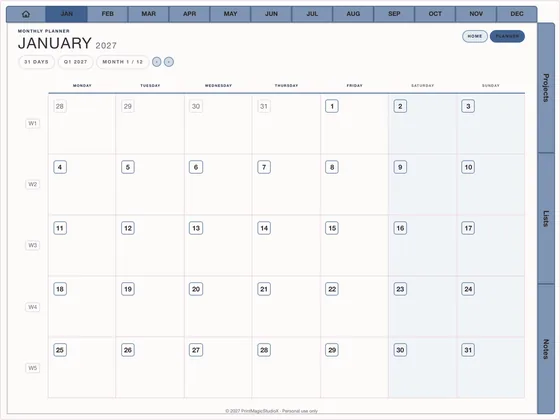 Term Planner: Dated digital planner template for GoodNotes and iPad