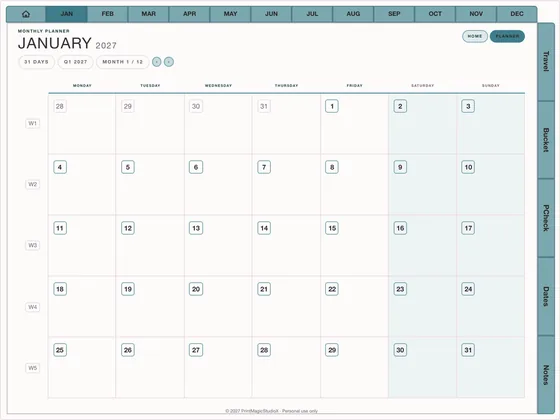 Travel Binder: Dated digital planner template for GoodNotes and iPad