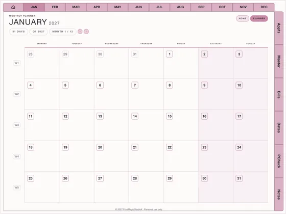Wedding Countdown: Dated digital planner template for GoodNotes and iPad