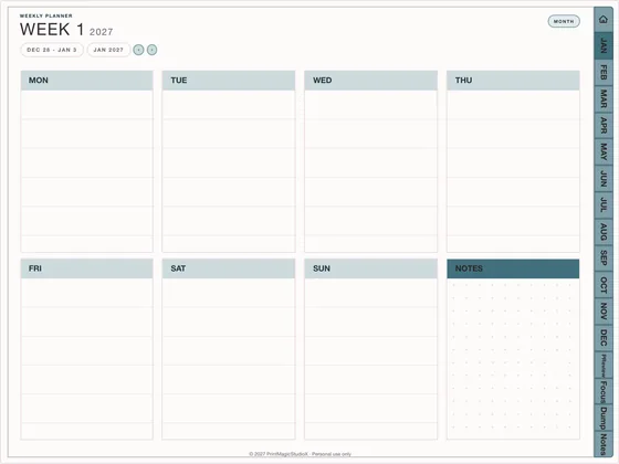 Weekly Review Kit: Dated digital planner template for GoodNotes and iPad